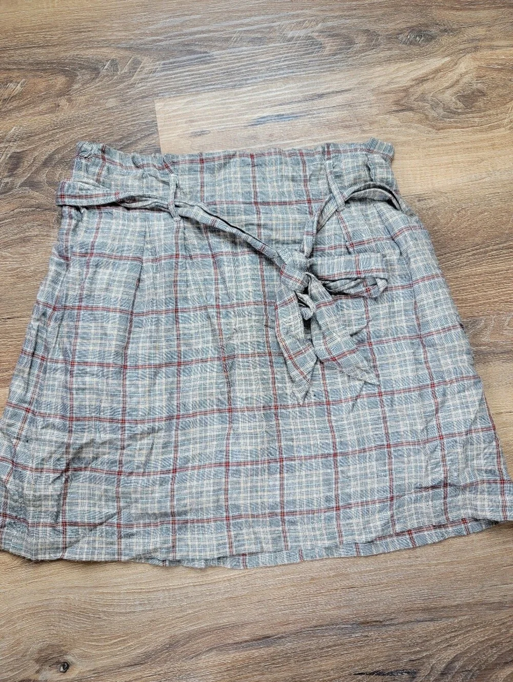 🍁 AEO Plaid Paperbag Tie-Waist Mini Skirt School Girl Acadamia Size XS